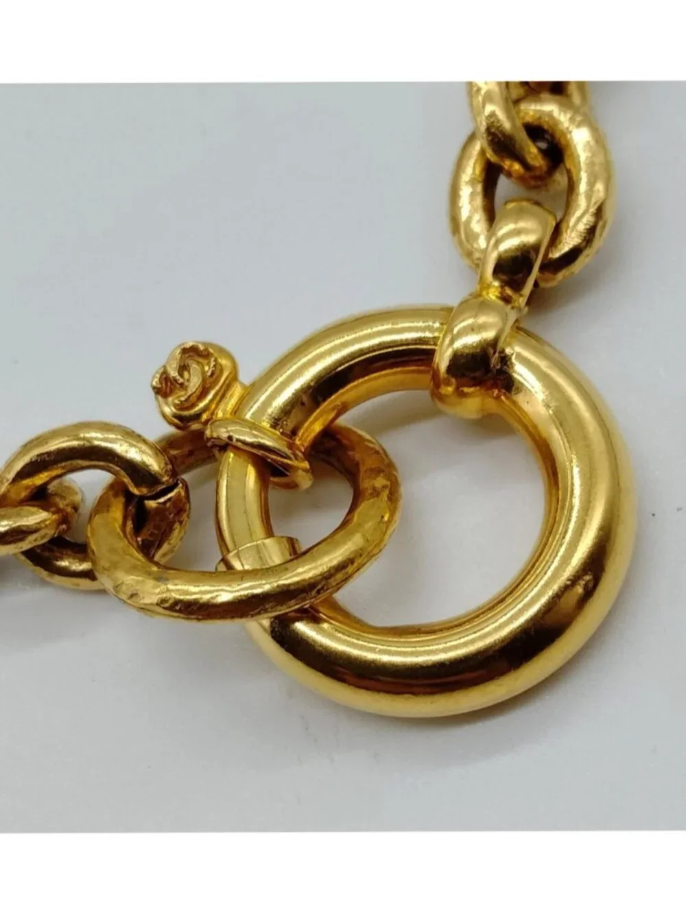 Authentic Chanel CC Triple Logo Pendant Necklace Gold Tone Chain Vintage Luxury